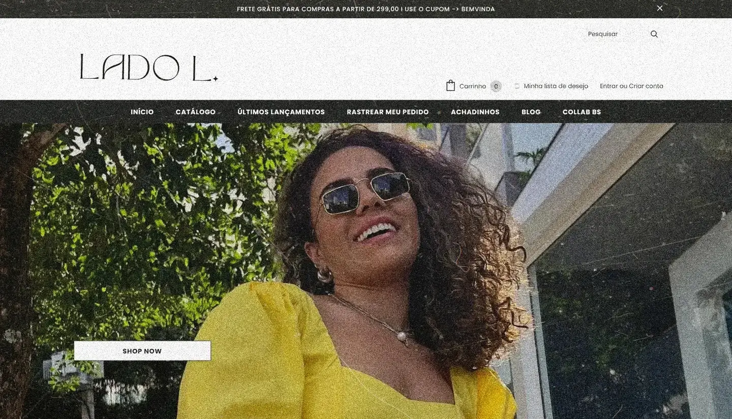 Homepage of Lado L Brand